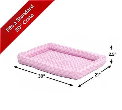 MidWest Homes for Pets QuietTime Fashion Dog Bed – Pink Faux Fur Bolster, Ultra-Soft and Machine Washable, Fits 30-Inch Crates and Carriers, for Medium Breed Dogs - color: Pink, size: 30 Inch