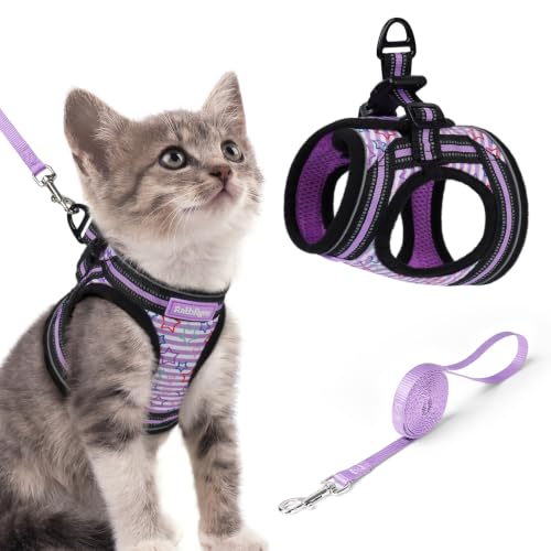 rabbitgoo Cat Harness and Leash Set, Step-in Soft Vest, Stars & Stripes | Escape Proof, Lightweight, Easy-on & Adjustable, Hook & Loop with Buckle, Reflective, for Kittens & Small Cats Walks, S - color: Stars & Stripes, size: S