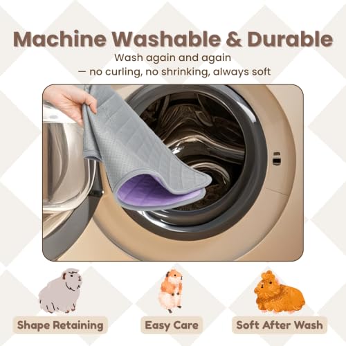 Guinea Pig Pad 12" x 12" 3 Pack, Washable Fleece Cage Liner, Purple | Soft fleece surface. 4-layer absorbent protection. Waterproof TPU & anti-slip bottom. Washable and reusable for guinea pigs. - color: Purple-12×12 inch（3-pack）