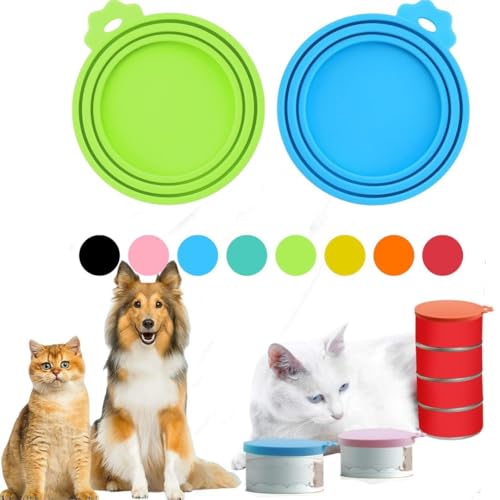 2 Packs Pet Food Cans Lids,Cute Can Lid Dishwasher Safe, Can Covers Most Standard Size Dog and Cat Canned(light green) - color: light green