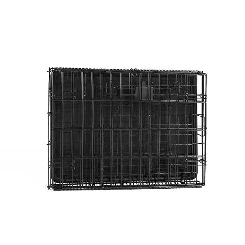Amazon Basics Portable, Foldable Metal Wire Small Dog Crate with Removable Tray, Divider Panel, Single Door, Easy to Assemble, 24" x 18" x 20", Black - size: 24 x 18 x 20 in, style: Single Door w/ Divider