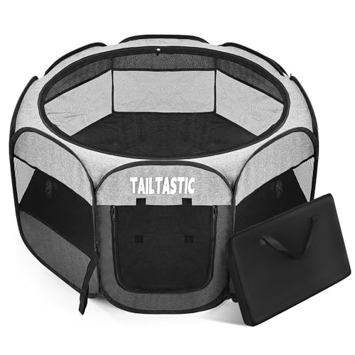 Portable Pet Playpen for Small Dogs & Cats, Foldable Puppy Safety Pen with Removable Zipper Top, Breathable Mesh Dog Delivery Room, Indoor Isolation Cage for Kittens/Rabbits (Light Grey, Small) - color: light grey, size: Small