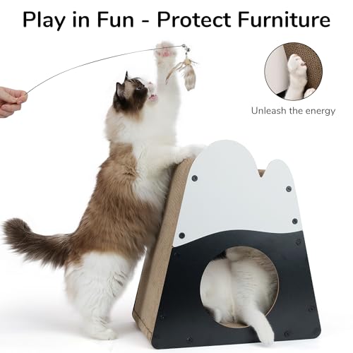 FUKUMARU Cardboard Cat Scratcher, 19.5 Inch Cat Scratching House Indoor | Mountain Shape Vertical Cat Scratcher, Durable Cat Scrathing Pad Board, Kitten Scratching Post for Large Cat, Safe & Secure