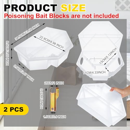 Qualirey 2 Pcs Rat Bait Station with Keys 13.58 x 8.98 x 3.35 Inch Rodent Station Rat Traps, Keeps Children and Pets Safe Indoor and Outdoor, Bait Not Included (Translucent) | 13.58x8.98x3.35 Inch Size, sturdy Plastic, Reusable Tamper-resistant Design, In