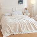 XeGe Luxury Bubble Fluffy Faux Rabbit Fur Bed Blanket King Size, Beige | 104"x90", Double-Sided, Hypoallergenic, No-Shed, Washable, Boho Furry Blanket for Master Bedroom, Couples & Family Snuggling - color: Beige, size: King (104" X 90")
