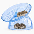 Silent Hamster Wheel with Hideout, 7.09 in Saucer Wheel for Dwarf Hamsters | 2-in-1 flying saucer wheel with hideout, quiet spin, wide track, clear body, stable base, easy-clean surface - color: Blue