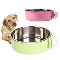 Crate Dog Bowl,Removable Stainless Steel Water Food Feeder Bowls Crate Coop Cup,Pet Cage Bowls with Bolt Holder for Cat, Puppy, Birds, Rats, Rabbits Small Animals ((Green+Pink) Round, Large) - color: (Green+Pink) Round, size: Large