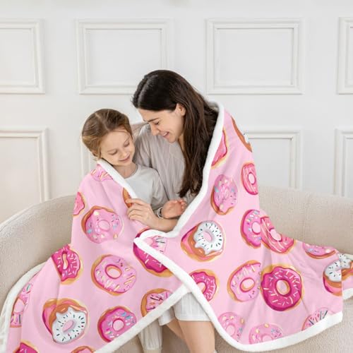 Feelyou Girls Donuts Blanket - Pink Chocolate Doughnut Throw for Couch, Bed, Sofa - Kawaii Food Sherpa Blanket - 30"x40" - color: Multi 3, size: Baby