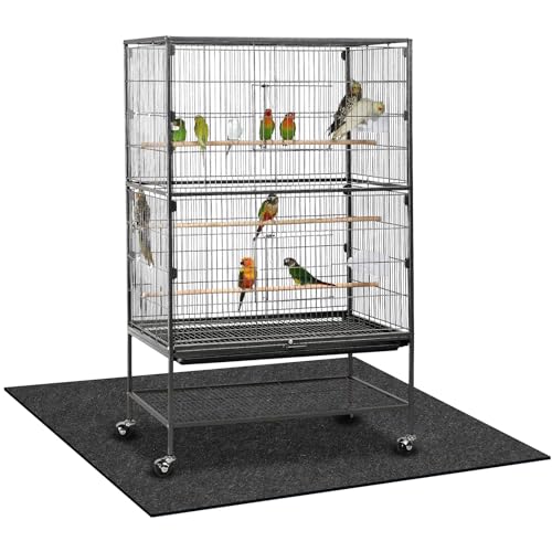Nuanchu Large Bird Cage Mat, 48 x 48 Inch Under Pet Cage Mat, Absorbent/Waterproof Felt Pad for Bird Cages, Reptile Aquariums, Dog Kennels, with Non-Slip Backing for Hard Floors and Surfaces - size: 48.0"L x 48.0"W x 0.4"H