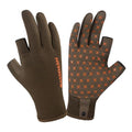 BASSDASH Unisex Fingerless Fleece Liner Camo Hunting Gloves for Cold Weather UPF 50+ Lightweight Fishing Photography HG06 - color: Brown, size: Medium