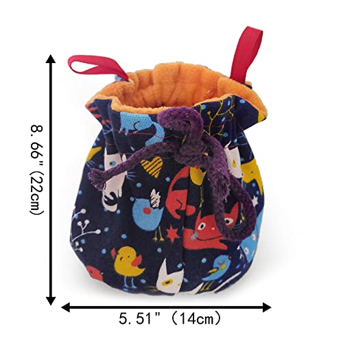 Dnoifne Sugar Glider Hanging Bed House, Sugar Glider Hamster Sleeping Pouch with Drawstring Design, Small Animals Hammock Cage Accessories, Cage Warm Sleep Bag for Squirrel Guinea Pig Birds Parrot - color: Colorful