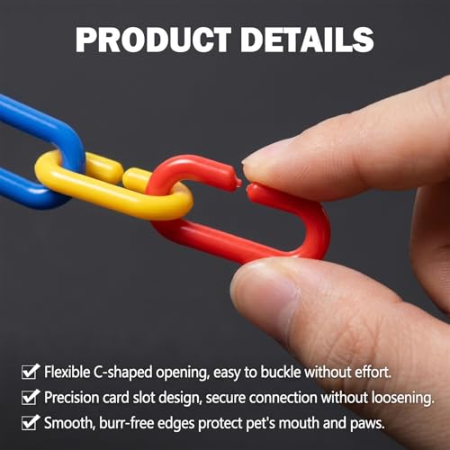500Pcs Rainbow C-Clips Plastic Chain Links, Bird Swing & Climbing Chain Cage Toy Clips & Hooks, Interlocking C-Clip Bird Cage Accessories for Sugar Glider Rat Parrot Bird, Children's Learning Toy