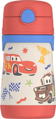 Thermos Baby 10 oz. Stainless Steel Bottle with pop-up straw, Cars - color: Cars, size: 10 Ounces