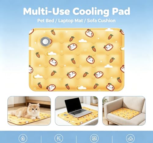 Water-Fillable Pet Cooling Mat, Pressure Activated Gel Cooling Pad for Dogs & Cats, Durable & Scratch Resistant, Perfect for Hot Weather to Prevent Overheating (88, Yellow Carrot, 19.7 * 23.6) - color: yellow carrot, size: 19.7*23.6