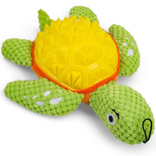 Squeaky Dog Toys, TPR Shell Chew Toy, Soft Plush Buddy, 9.45" | Dual-Action Playmate, Chew and Cuddle