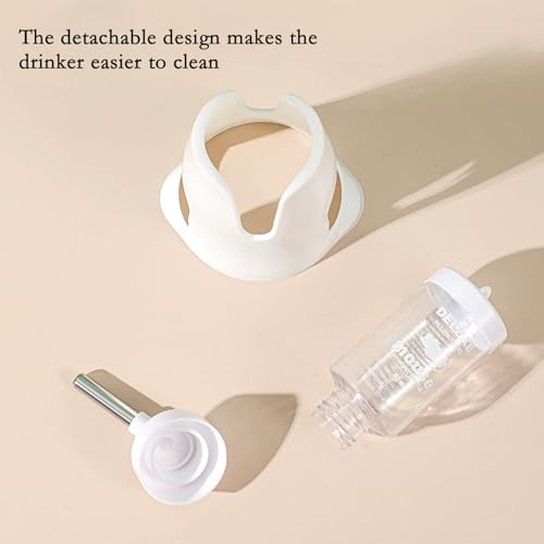 White Hamster Water Bottle with Stand Water Bottle with Food Container Base Automatic Bottle Dispenser for Dwarf Hamster Gerbil Small Animals