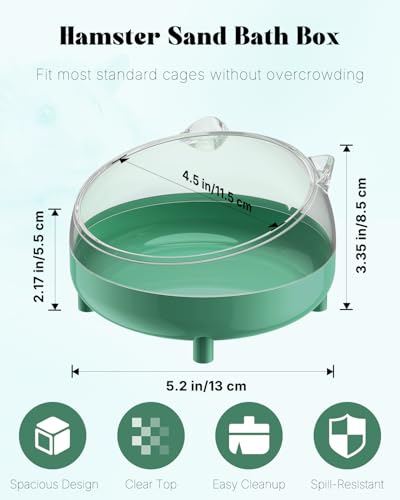Pawfly Hamster Sand Bath Container, Hamster Sand Bath Box, Hamster Bathtub, Hamster Bathroom, Hamster Toilet, Plastic Dust Bath for Dwarf Hamsters, Syrian Hamsters, Mice, Gerbils & Small Animals - color: Dark green