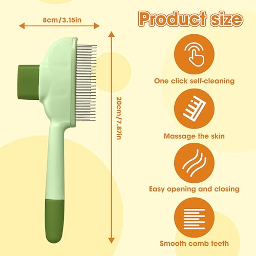 Cat Hair Brush & Dog Brush, Deshedding Brush for Long or Short Haired Pets, Removes Loose Fur, Durable Stainless Steel & ABS Design (green 2pcs) - color: green 2pcs