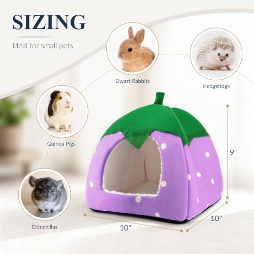 Guinea Pig Hideout Bed, Dwarf Rabbit House Cave | Cozy Hide-Out for Little Bunny Hedgehog Ferret Chinchilla & Other Small Animals, Cage Accessories - color: Purple