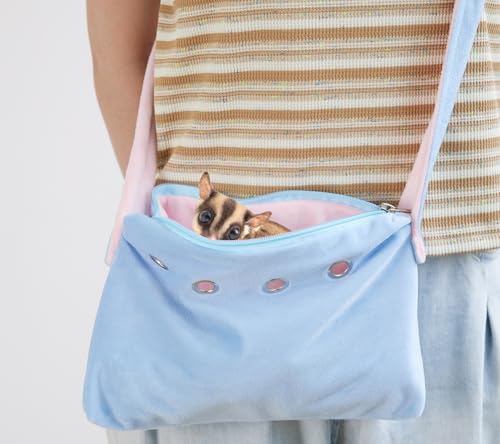 Meow&Woof Sugar Glider Bonding Pouch Bundle – Small Pet Carrier Bag Sling with Strap (Blue + Pink Set) – Critter Cuddler for Sugar Gliders, Ferrets, Rats, Hedgehogs & Hamsters – Outdoor & Travel Essen
