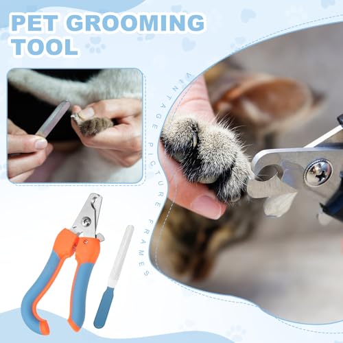 Pet Nail Clipper with Nail File, Pet Nails Clippers and Trimmer with Safety Guard, Professional Grooming Tool for Indoor Small Dog Cat Kitten, (Blue/Dark Blue, 1 Set) - color: Blue/Dark Blue