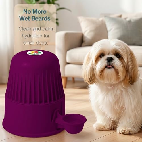 Pet Water Dispenser for Dogs and Cats, 67.6 oz – Gravity-Fed Water Bowl for Clean Drinking, Prevents Wet Fur, BPA-Free Polypropylene, (Opaque Purple) - color: Opaque Purple