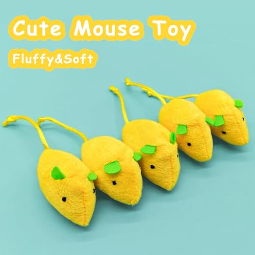 3-Pack Lemon Cat Toys Green&Yellow Cute Mouse for Kitten Play, Chase and Wrestle, PP Cotton & Catmint Filled, Teething and Chew Toys - color: 3-PCS