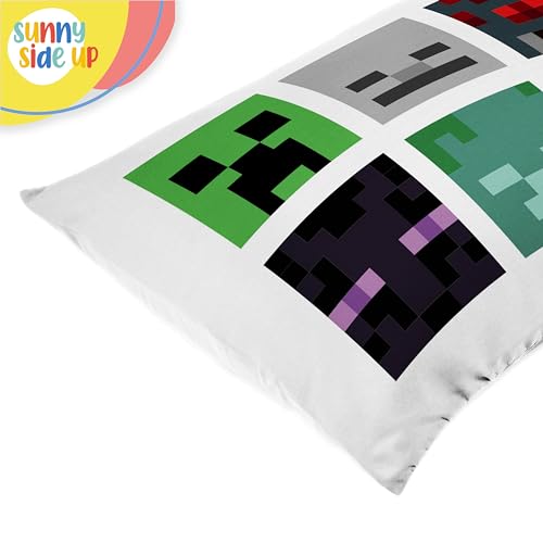 Sunny Side Up Minecraft Mobs & Animals 2 Pack Reversible Pillowcases - Double Sided Pillow Covers, Kids Super Soft Creeper Bedding - color: White - Minecraft