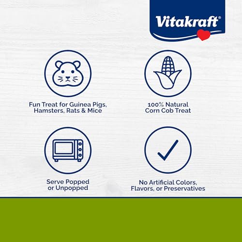 Vitakraft Mini-Pop Treat for Small Animals 6 oz – All-Natural Single-Ingredient Snack - Serve Popped or Unpopped – Enrichment, Chewing, Fun, Natural Teeth Wear – Rabbit, Hamster, Gerbil, Guinea Pig - size: 6 Ounce (Pack of 1)