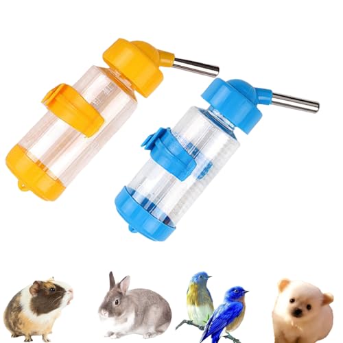 2 PCS Pet Cage Water Bottle No Drip Small Animal Water Bottle, Hanging Hamsters Water Bottle,for Rabbit, Guinea Pig, Hedgehog, Squirrel, Hamster,Random Color