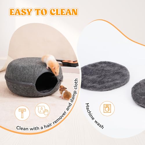 Guinea Pig Hideout, Double Function Guinea Pig Bed with Soft Cushions, Small Animal Cage Accessories for Guinea Pigs, Hamsters, Hedgehogs, and Ferrets (Dark Grey & Light Grey) - color: Dark Grey & Light Grey