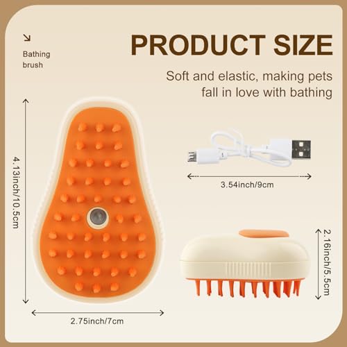 Cat Steam Brush, 3 in 1 Cat Steamy Brush, Silicone Massage Grooming Comb, Pet Hair Cleaning Misting Comb for Kittens(Avocado White) - color: Avocado White