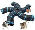 Cat Tunnel,5 Way Large Collapsible Tunnels Tube Upgrade with 6 Peek Hole,S-Shaped Maze House Play Toy Interactive Cat Toy for Cat Kitten Kitty Rabbit - size: 5-way Black