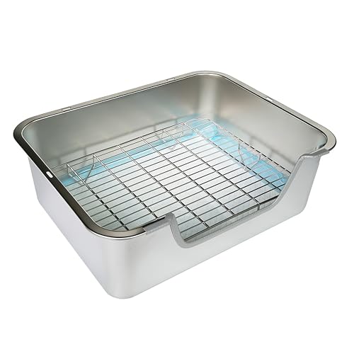 Stainless Steel Sifting Litter Box for Rabbit (L) - size: Large