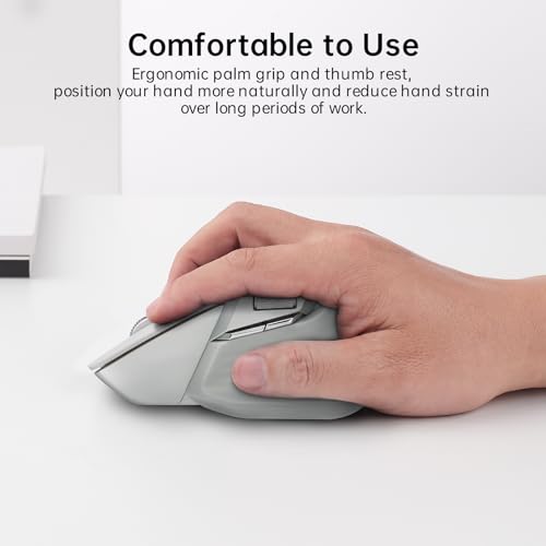 Rapoo MT760Mini Bluetooth Wireless Mouse - Bluetooth 5.0 and 2.4GHz Multi-Mode Connection, Support 4 Devices, M+ Cross Computer Technology, 11 Programmable Buttons,Light Grey - color: Light Grey, size: Mini