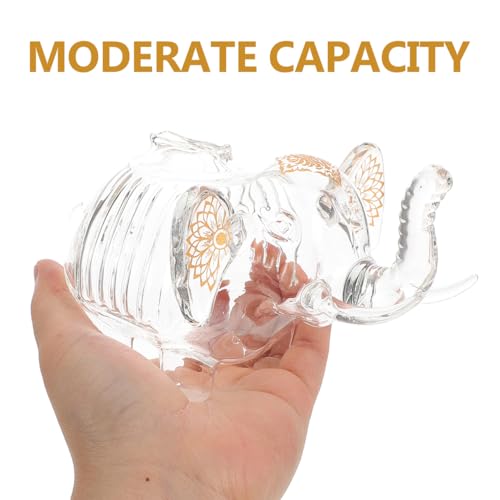 BESPORTBLE Glass Elephant Piggy Bank Clear Coin Storage Jar Animal Money Bank Change Holder Case for Kids Savings Elephant Home Decor 7.28 X 4.33 X 4.05 in
