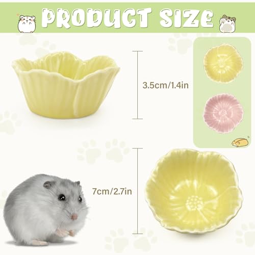 Small Ceramic Pet Hamster Bowl, Easy to Clean Anti Flipping Hamsters Food and Water Bowl, Small Animal Bowls for Dwarf Hamster, Parrots (Yellow, s) - color: Yellow, size: s,1pc