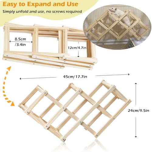 Kiln-Dried Wood Rat Climb Toy, Hanging Cage Ladder Activity (M, 2pcs) | Natural Rat Cage Bridge, Multiple Openings & Directional Ramps Offer Challenges to Satisfy Rats' Instincts for Explore & Play - style: M, 2pcs