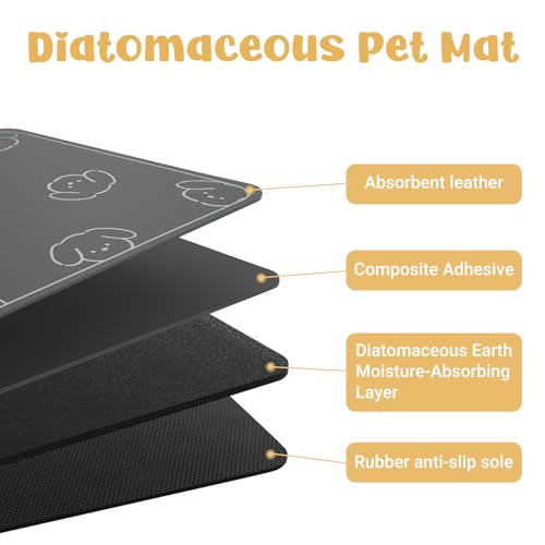 WENBOKMIN Dog Food Mat, Diatom Ooze Cat Water Mats Non Slip for Floors Waterproof and Water Absorption, Easy to Clean-Dog (15.5" H*23.5" L) - color: Black-Dog, size: 23.5"L x 15.5"W