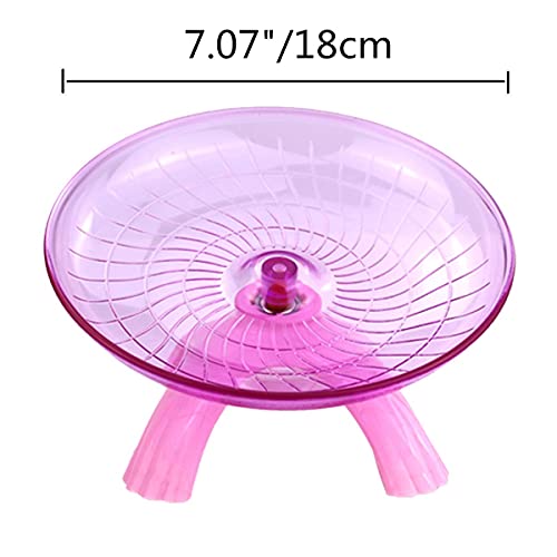 3 in 1 Hamster Water Bottle + Flying Saucer Exercise Wheel for Dwarf Hamster Mouse Rat Hedgehog (Pink, 80ml)