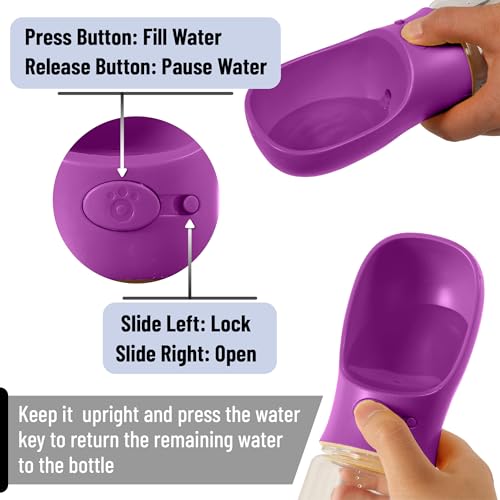 Mr. Pen- Portable Dog Water Bottle, 19 oz, Large | Leak Proof Puppy Water Dispenser with Drinking Feeder for Pets, Outdoor Walking, Hiking, Travel, Not Dishwasher Safe - color: Purple