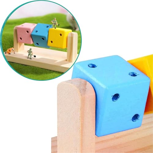 Hamster Chew Toy Wood Platform - Colorful Wooden Block for Small Animals Like Chinchilla, Gerbil, Guinea Pig, Rat, Chipmunk, Squirrel, Sugar Glider, Dwarf Hamster - Teeth Grinding, Exercise