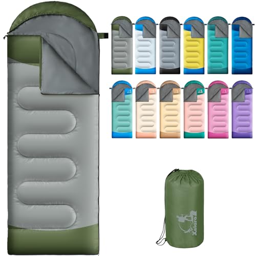 Sleeping Bags for Adults Kids - 3 Season Cold&Warm Weather Waterproof Camping Sleeping Bag - Lightweight Sleeping Bags for Camping Hiking Outdoor Travel - color: Grass green gray