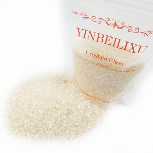 Crushed Glass Glitter, Broken Stones Shattered Glass Chips for Resin Art Crafts, Epoxy Resin Supplies, Geod Painting, DIY Art Projects, Jewelry Making, 2-4mm, 200g/7oz (Champagne) - color: Champagne