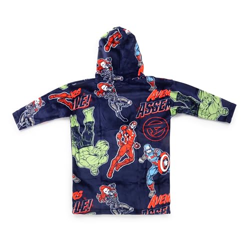 Jay Franco Wearable Throw Blanket – Kids Oversized Plush Hooded Blanket with Pocket, Ultra Soft Cozy Fleece Throw for Lounging, Travel, Blue - Avengers, 24x32 - Kid - color: Blue - Avengers, size: Kid