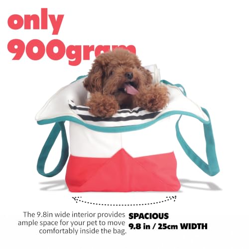 Dog Tote Bag for Small Dogs 4–20 lbs with Safety Leash, Purse Carrier,White | safety leash hooks, removable cushion cover, and flat support base for comfortable everyday travel and hands-free carrying. - color: White