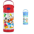 THERMOS Mickey Mouse & Bluey 12 Ounce Kids Insulated Water Bottles with Straw