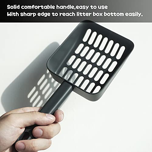 Cat Litter Scooper with Caddy and Holder, with Container to Store, Durable ABS Material and Cute Design - 85 Matte Dark Grey - color: S-Grey