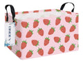Rectangular Fabric Storage Bin, Foldable Strawberry print Basket | Damp-proof canvas with reinforced stitched handles.Great for clothes,books and sundries in closets,playrooms,laundry rooms. - color: REC Strawberry