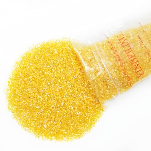 Crushed Glass Glitter, Broken Stones Shattered Glass Chips for Resin Art Crafts, Epoxy Resin Supplies, Geod Painting, DIY Art Projects, Jewelry Making, 2-4mm, 200g/7oz (Gold Yellow) - color: Gold Yellow